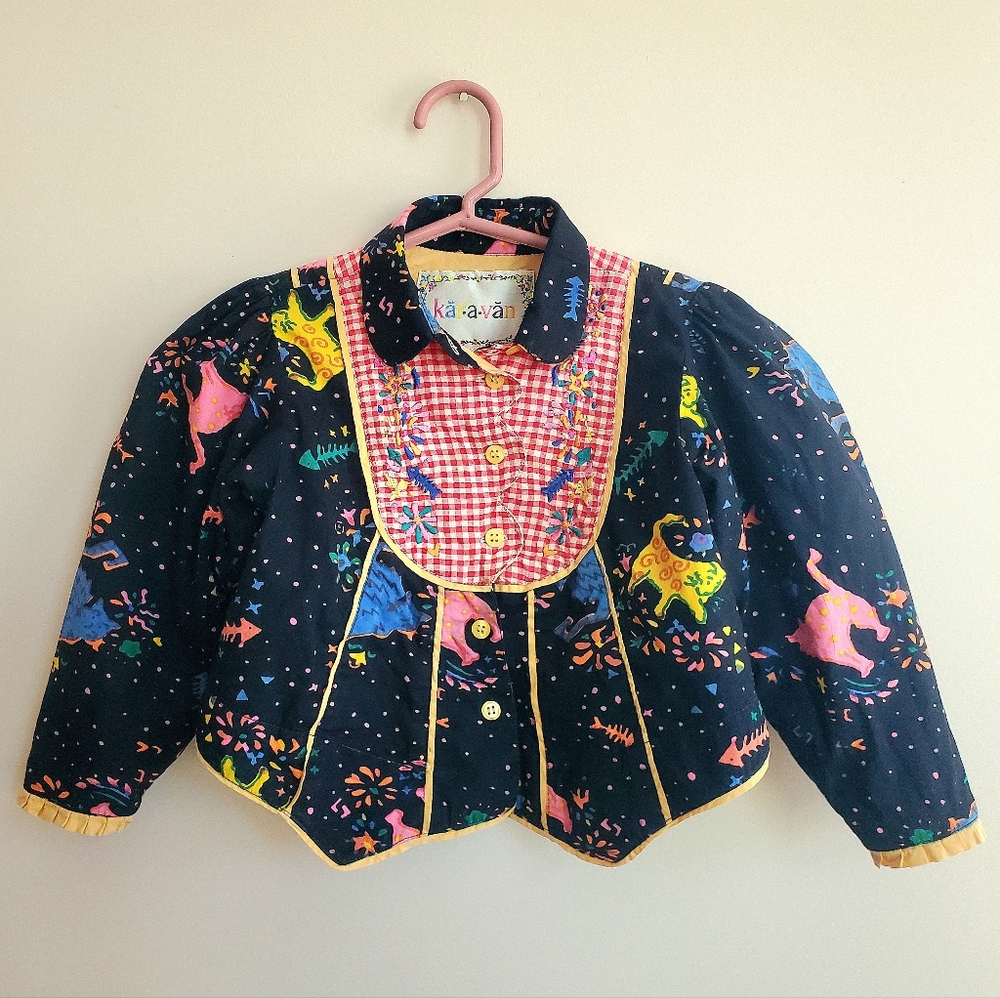 Kids Karavan Colorful Cat Loving Jacket, Size 4